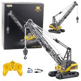 Grúa oruga R/C Huina 1:14 con pluma extendida vista lateral