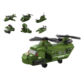 Set bloques Lean Toys, detalle helicóptero verde montado y piezas