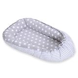 Baby Nest Double-sided Premium Cocoon For Infants Bobono- Dots On Grey/ Grey Strips