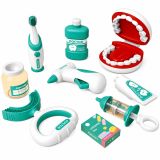 Juego educativo de dentista de Lean toys en colores blanco y azul
