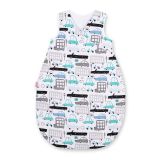 Cotton Sleeping Bag For Children, Size M, 3-12 Months, Tog 2.5, All-season - Gray And Turquoise Cars