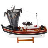 Modelo decorativo de barco pesquero con red 38x31cm