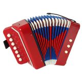 Acordeón infantil en color rojo, un juguete musical seguro.