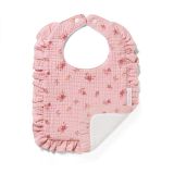 Babero Babyono rosa de 100% algodón muselina suave.