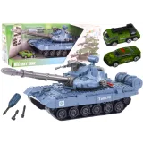 Tanque militar de juguete desmontable azul con orugas negras
