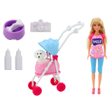 Muñeca Anlily con perro en carrito y accesorios