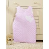 Cotton Sleeping Bag For Children, Size M, 6-12 Months, Tog 2.5, All-season, Hearts Dots On Pink