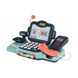 Kit de caja registradora de Lean toys con accesorios de juguete.