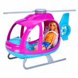 Helicóptero púrpura y muñeca de Lean Toys perfecto para jugar