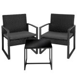 Conjunto Muebles Jardín con 2 Sillas y Mesa Negro - imagen 2