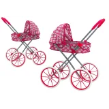 Cochecito de Muñecas Plegable con Ruedas Grandes Corazones Rosa