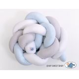 Protector de Cuna Trenzado My Sweet Baby en Blanco, Gris y Azul - imagen 2
