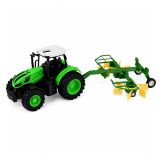 Tractor de granja verde y negro, vehículo de plástico