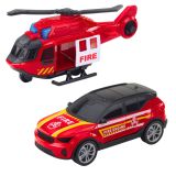 Helicóptero de bomberos del set que puede moverse como un vehículo.