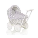 Carrito de muñecas de mimbre My Sweet Baby con ropa gris