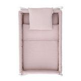 Minicuna textil piqué algodón y plumeti orgánico rosa blanco