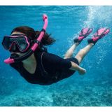 Snorkeling Set, Fins, Glasses, Snorkel, Black and Pink, S/M