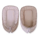 Baby Nest Double-sided Premium Cocoon For Infants Bobono- Dots On Brown/ Strips