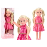 Muñeca Grande con Vestido Rosa y Coletas Rubias 46cm