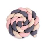 Knot Bumper XXL My Sweet Baby: Protector de Cuna Beige/Antracita/Rosa