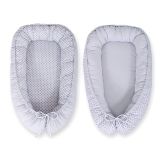 Baby Nest Double-sided Premium Cocoon For Infants Bobono- Grey Rosette /grey