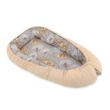 Baby Nest Double-sided Premium Cocoon For Infants Bobono- Dandelions Grey/ Beige