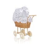 Carrito de Muñecas My Sweet Baby, Mimbre Natural con Ropa
