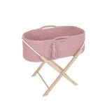Moses Basket Boho Handmade With Stand - Pastel Pink