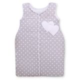 Cotton Sleeping Bag For Children, Size M, 6-12 Months, Tog 2.5, All-season, Hearts Dots On Grey