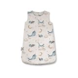Saco de dormir de bambú beige con diseño de ballenas para bebé