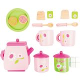 Juego de té con motivo floral - 17 piezas - Juguete de madera
