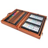 Kit de pintura en maletín de madera 174 piezas