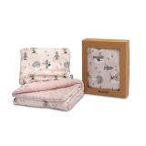 Conjunto para Cuna de Muselina y Algodón - Perfecto para Regalo - Colcha + Almohada-Rosa - imagen 2