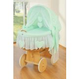 Capazo de Mimbre Natural con Dosel Amelie + Ropa de Cama Menta – MY SWEET BABY - imagen 2