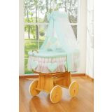 Capazo de Mimbre Natural con Dosel y Cortina Amelie + Ropa de Cama Verde Menta – MY SWEET BABY