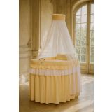 Cuna moisés de mimbre con dosel color melocotón Little Princess – vista frontal