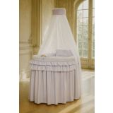 Cuna moisés de mimbre con dosel gris Little Prince & Princess – vista frontal