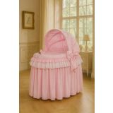 Cuna moisés de mimbre con capota rosa Little Princess – vista frontal