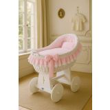 Moisés de Mimbre Carina Blanco con Ropa de Cuna Rosa – MY SWEET BABY - imagen 7