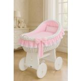 Moisés de Mimbre Carina Blanco con Ropa de Cuna Rosa – MY SWEET BABY - imagen 8
