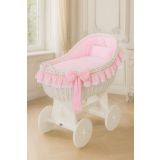 Moisés de Mimbre Carina Blanco con Ropa de Cuna Rosa – MY SWEET BABY - imagen 5