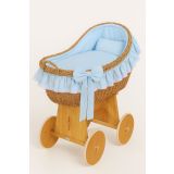Moisés de Mimbre Carina Natural con Ropa de Cuna Azul – MY SWEET BABY - imagen 4