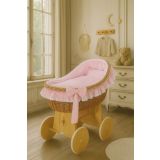 Moisés de Mimbre Carina Natural con Ropa de Cuna Rosa – MY SWEET BABY - imagen 6