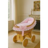 Moisés de Mimbre Carina Natural con Ropa de Cuna Rosa – MY SWEET BABY - imagen 4