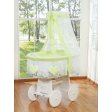 Capazo de Mimbre Blanco con Dosel y Cortina Amelie + Ropa de Cama Verde – MY SWEET BABY