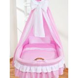 Capazo de Mimbre Natural con Dosel y Cortina Bellamy + Ropa de Cama Rosa – MY SWEET BABY - imagen 2