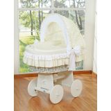 Cuna Moisés de Mimbre Artesanal MY SWEET BABY con Capota Ajustable y Base de Madera – Blanco Natural