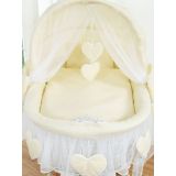 Capazo de Mimbre Blanco con Dosel Amelie + Ropa de Cama Color Crema – MY SWEET BABY vista desde arriba