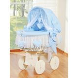 Capazo de Mimbre Blanco con Dosel Amelie + Ropa de Cama Azul – MY SWEET BABY