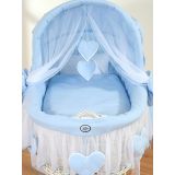 Capazo de Mimbre Blanco con Dosel Amelie + Ropa de Cama Azul – MY SWEET BABY - imagen 4